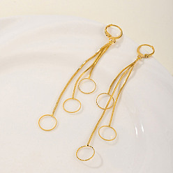 Ring Модные геометрические серьги из латуни с кисточками, полый дизайн для женщин, 18 к позолоченные, кольцо, 100x13 мм