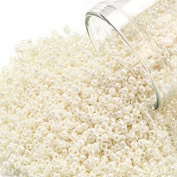 (123L) Opaque Luster White Cream Круглые бусины toho, японский бисер, (123 l) непрозрачный белый кремовый блеск, 15/0, 1.5 мм, отверстие : 0.7 мм, Около 15000 шт / 50 г