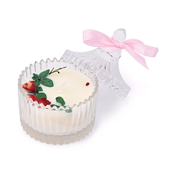 Red Clear Glass Candles, Barrel Shaped Smokeless Decorations, with Dryed Flowers, the Box only for Protection, No Supply Again if the Box Crushed, Red, 96x66mm