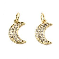 Луна Латунные микро проложить кубического циркония прелести, без свинца и без кадмия, долговечный, стойки покрытие, реальный 18 k позолоченный, с целью перехода в кольце, луна, 13.5x8.5x1.5 мм, отверстие : 3.5 мм