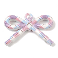 Разноцветный Непрозрачные печатные акриловые подвески, бантом, красочный, 34x48x9 мм, отверстие : 3.3 мм