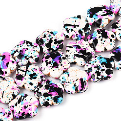 Орхидея С напылением окрашенные синтетические бирюзовые бусинки, цветок, сиреневые, 14~15x15~15.5x5~6 мм, отверстие : 0.8~1 мм, около 27 шт / нитка, 15.35 дюйм (39 см)