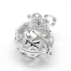 Платина Филигранный круглый с подвесками из листовой латуни, для ожерелья, без свинца, без никеля и без кадмия, платина, 27x26x22 мм, отверстия: 9x4 mm, Внутренний диаметр: 19 mm