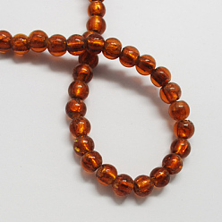 Шоколадный Стеклянные бусины, с фольгой внутри, ручная работа, круглые, цвет шоколада, 7.5~8.5 мм, отверстие : 1 мм