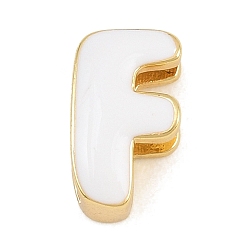 Letter F Laiton perles d'émail, sans cadmium et sans plomb, crémaillère plaquage, plaqué longue durée, réel 18 k plaqué or, lettre f, 14x8x6.5mm, Trou: 3x11mm