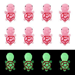 Ярко-Розовый 12 шт. светящиеся полупрозрачные кабошоны из смолы в виде морских животных, маленькая черепаха, ярко-розовый, 23x13x8.5 мм