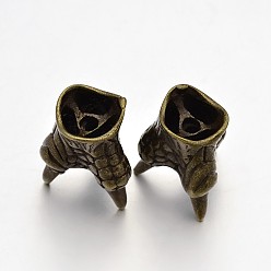 Античная Бронза Латунные животных коготь шарик шапки, без никеля , античная бронза, 19x15 мм, отверстие : 2.5 мм
