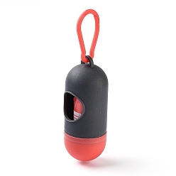 Rot Plastiktütenhalter in Tablettenform, mit Abfallsäcken und Karabinern, rot, 140 mm, Pille: 10x4cm, Tasche: 30x24cm, 15Stück/Rolle