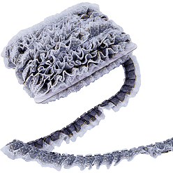 Черный 10m полиэстеровые кружевные ленты в горошек, кружевная отделка с рюшами для украшения костюма, чёрные, 1-3/8 дюйм (35 мм)