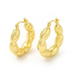 Light Gold Aretes de aro ovalados de latón para mujer, la luz de oro, 27.5x25x6 mm, pin: 0.6~1x0.5 mm