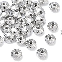 Platinum SHEGRACE Brass Beads, Cadmium Free & Nickel Free & Lead Free, Textured Rondelle, Platinum, 6x6x3.5mm, Hole: 1.5mm
