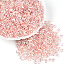 Розовый Прозрачные цветные блестящие стеклянные бусины, овальные, 2-луночное, туманная роза, 3~4.5x5~6x2.5~3 мм, отверстие : 1~1.2 мм, Около 6080 шт / фунт