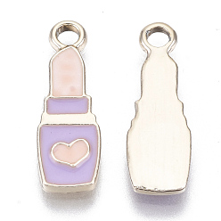 Средний Фиолетовый Подвески из сплава , подвески для макияжа, с эмалью, губная помада, золотой свет, средне фиолетовый, 20.5x7x2 мм, отверстие : 2 мм