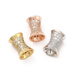 (52) Непрозрачная лаванда Стойки обшивки латунь микро проложить кубического циркония бусы, долговечный, колонка, без кадмия и без свинца, разноцветные, 14.5x10.5 мм, отверстие : 3.5 мм