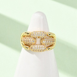 Claro Anillos abiertos de latón con micro pavé de circonita cúbica, sin plomo y cadmio, chapado en rack, larga duración plateado, real 18 k chapado en oro, Claro, 11.5 mm, tamaño de EE. UU. 6 (16.5 mm)