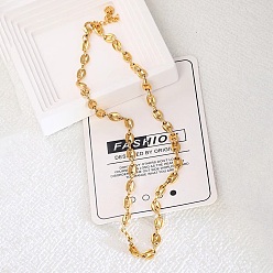 Oval 316 ожерелья из хирургической нержавеющей стали, реальный 18 k позолоченный, кофейный боб, 16.57 дюйм (42.1 см)