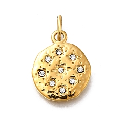 Кристалл 304 из нержавеющей стали горный хрусталь подвески, с целью перехода в кольце, ионное покрытие (ip), плоский круглый шарм, реальный 14 k позолоченный, кристалл, 19x15.5x2 мм, отверстие : 5x2.5 мм