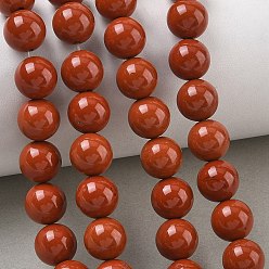 Red Natural Red Jasper Beads Strands, Round, Grade AA, Red, 8mm, Hole: 1mm, about 48pcs/strand, 15.1 inch
