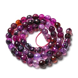 Purple Natural Agate Beads Strands, Dyed & Heated, Round, Faceted, Purple, 6mm, Hole: 1mm, about 62pcs/strand, 14.37~14.76 inch(36.5~37.5cm)