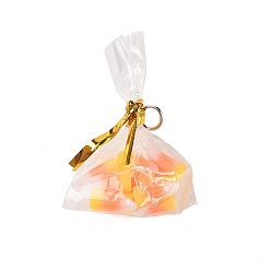 Оранжевый Подвески из непрозрачной смолы на тему хэллоуина, с платиновыми железными петлями, сладкий попкорн, оранжевые, 30.5x19x4.8 мм, отверстие : 8 мм