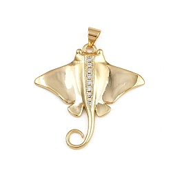 Fish Латунные микро проложить кубического циркония подвески, золотые, рыба, 30.5x31x2.5 мм, отверстие : 4x3.5 мм