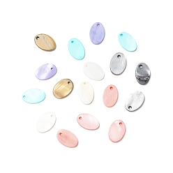 Mixed Color Natural Freshwater Shell Charms, Dyed, Flat Oval, Mixed Color, 14x9.5x1.5mm, Hole: 1.2mm