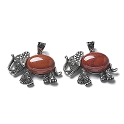 Красный Камень Кулон из натуральной красной яшмы, с латунной фурнитурой , без свинца и без кадмия, слон, 22.5x33.5x7.5 мм, отверстие : 5.5x4.5 мм