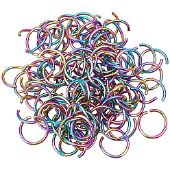 Rainbow Color 100pcs Rainbow Color 304 Stainless Steel Open Jump Rings, Round Ring, Ion Plating(IP), Rainbow Color, 10x1mm, 18 Gauge, Inner Diameter: 8mm