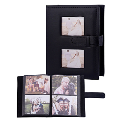 Черный 6 Карманные альбомы из искусственной кожи толщиной в дюйм, для свадебного семейного путешествия на выпускной, прямоугольные, чёрные, 227x183x53.5 мм, внутренний диаметр: 105x152 мм