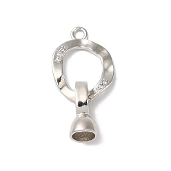 Платина Реечное покрытие латунь микро паве прозрачный кубический цирконий складные застежки, без кадмия и без свинца, долговечный, платина, 27 мм, отверстие : 4.5 мм