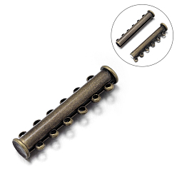 Antik Bronze 6-Stränge 12-Löcher Rohr Messing Magnet Gleitverschluß Spangen, Nickel frei, Antik Bronze, 36x10x6.5 mm, Bohrung: 1.5 mm