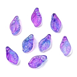 Сланцево-синий Стеклянные бусины, лист, синевато-серый, 12x6.5x5 мм, отверстие : 0.8 мм