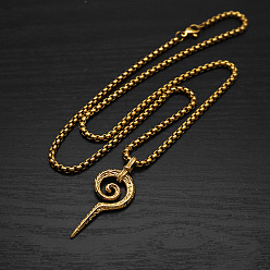 Золотой 304 Винтажные подвески-спирали из нержавеющей стали для мужчин, золотые, 23.62 дюйм (60 см)