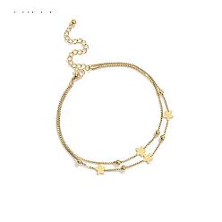 Звезда Браслеты из нержавеющей стали для женщин, реальный 18 k позолоченный, звезда, 8.27 дюйм (21 см)