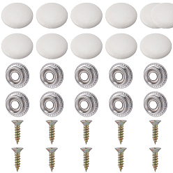 Blanc 20Ensemble de fixations de boucle en cuir pour toit de voiture, avec les accessoires en fer, plat rond, blanc, 20x5mm, diamètre intérieur: 9.5 mm