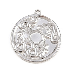 Нержавеющая Сталь Цвет 304 Настройки кабошон из нержавеющей стали кулон, плоские круглые прелести, цвет нержавеющей стали, 27.5x25x2 мм, отверстие : 1.8 мм, Размер лотка: 6 мм