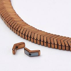 Copper Plated Electroplate Non-Magnetic Synthetic Hematite Strands, V Shape, Grade A, Copper Plated, 3x6x2mm, Hole: 0.5mm, about 284pcs/strand, 15.74 inch