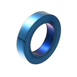 Синий 304 из нержавеющей стали европейские шарики, бусины с большим отверстием, кольцо, синие, 10x2 мм, отверстие : 6.2 мм