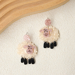 Мокасин Акриловые болтаться серьги стержня, овца, платина, мокасин, 60x40 мм