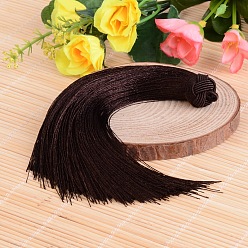 Кокосово-Коричневый Красивый дизайн украшения нейлон кисточкой кулон, кокосового коричневый, 160x18 мм, отверстие : 4 мм