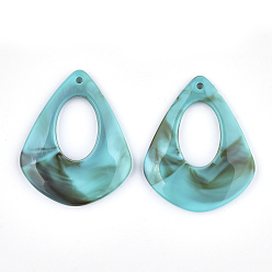 Темно-бирюзовый Акриловые подвески, Стиль имитация драгоценных камней, слеза, темные бирюзовый, 41x33.5x5 мм, Отверстие : 1.5 мм , около 183 шт / 500 г