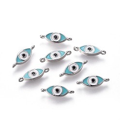 Платинированный Соединители латунные эмалевые звенья, долговечный, глаз, красочный, Реальная платина, 5x13.5x2 мм, отверстие : 1 мм