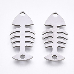Нержавеющая Сталь Цвет Устойчивы к потускнению 201 соединители из нержавеющей стали, лазерная резка, елочка, цвет нержавеющей стали, 21x10x1 мм, отверстие : 1.5 мм