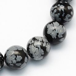 Snowflake Obsidian Natural Snowflake Obsidian Round Beads Strands, 6.5mm, Hole: 1mm, about 59pcs/strand, 15 inch