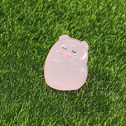 Pink Светящееся украшение для витрины свиньи из смолы, светится в темноте, Микропейзажные украшения для рабочего стола автомобиля, розовые, 23x21 мм