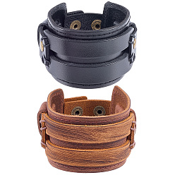 (52) Непрозрачная лаванда 2 шт. 2 цвета, браслеты из широкого шнура из коровьей кожи, со сплавочной фурнитурой, 230x45 мм, разноцветные, 230x45 мм, 1 шт / цвет