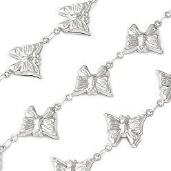 Нержавеющая Сталь Цвет 304 Цепи-бабочки из нержавеющей стали, пайки, с катушкой, цвет нержавеющей стали, 22x17x4 мм, около 5 м / рулон