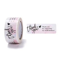 Слово Розовый прямоугольник бумаги спасибо наклейки, отпечаток лапы со словом, самоклеящиеся подарочные бирки youstickers, слово, 5.85x2.9 см, 500шт / рулон