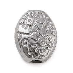 Нержавеющая Сталь Цвет Устойчивы к потускнению 316 бусины из нержавеющей стали, овал с солнечным узором, цвет нержавеющей стали, 8x6.5x4 мм, отверстие : 1.6 мм