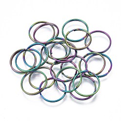 Rainbow Color Цвета радуги 304 кольца для ключей из нержавеющей стали, брелок для ключей, без кадмия, без никеля и без свинца, кольцо, Радуга цветов, 14x1.4 мм, внутренний диаметр: 12.5 мм